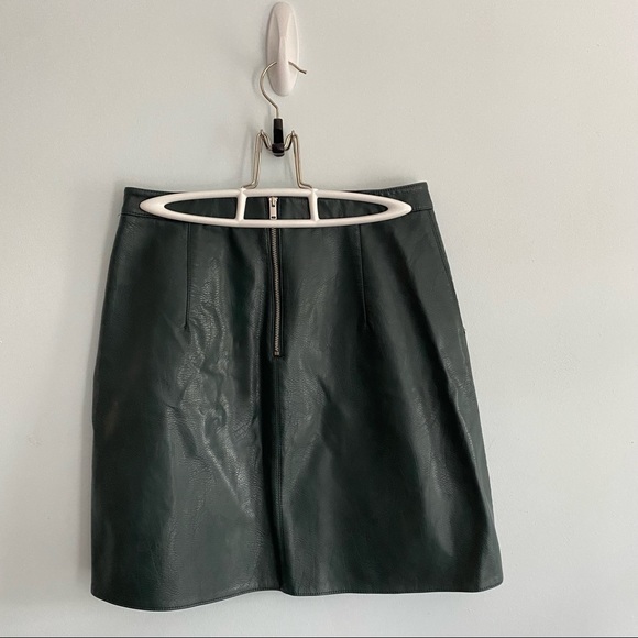 Zara Hunter Green Faux Leather A-line Skirt Small - Picture 5 of 13